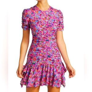 NWT Tanya Taylor Carti Short-Sleeve Printed Silk Dress